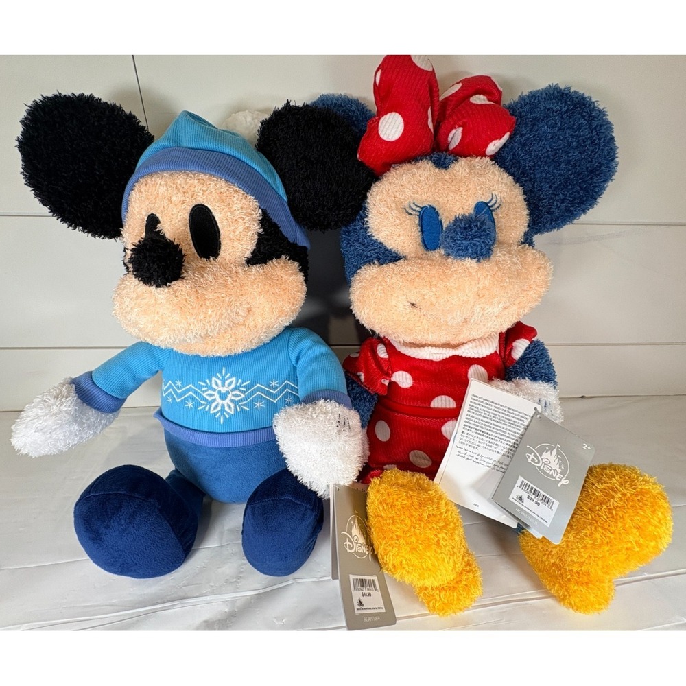 Disney Park MIckey & Minnie Mouse Emotional Support Weighted Plush Dolls 15" NWT